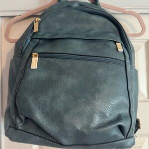 Elegant Blue Leather Backpack